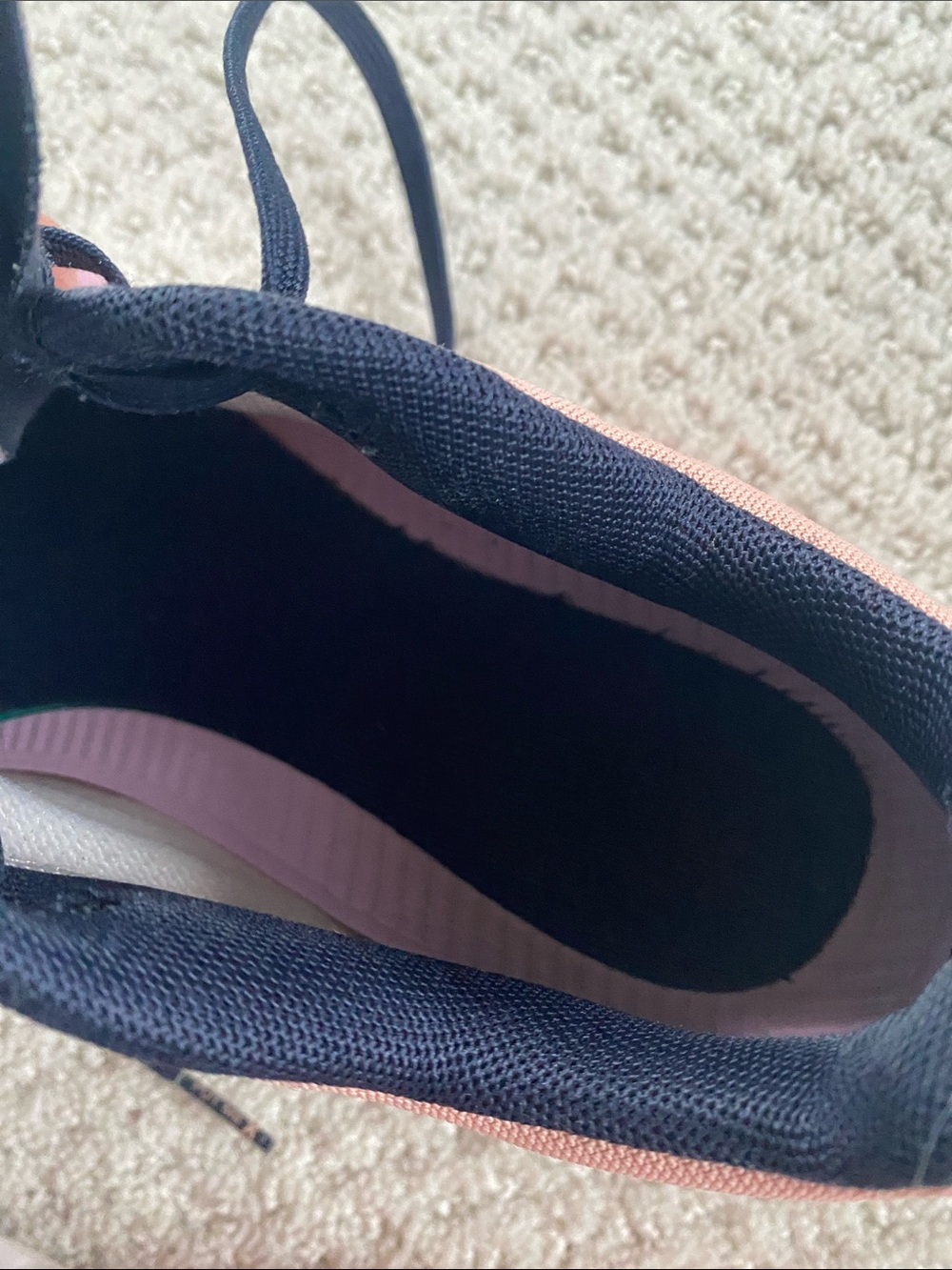On Running Women’s Cloudflow Pink with Coral and Orange Sole and Navy Laces, W8 - Picture 10 of 10